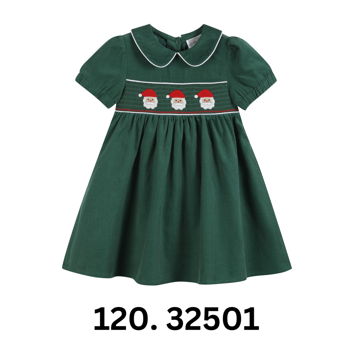 Green Corduroy Santa Smocked Dress - Persnickety Shop