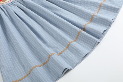 Light Blue Pinstripe Turkey Smocked Bishop Dress - Persnickety Shop