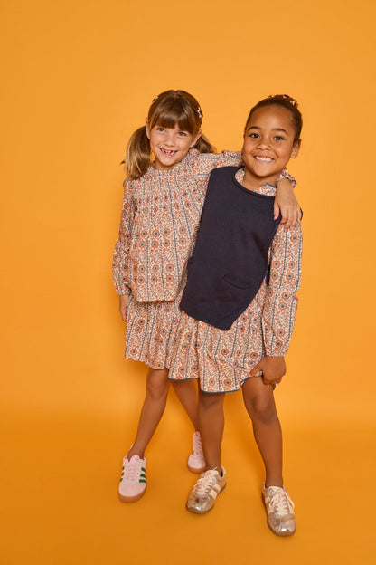 Bisby Long Sleeved Positano Dress - Verbier Vines Orange