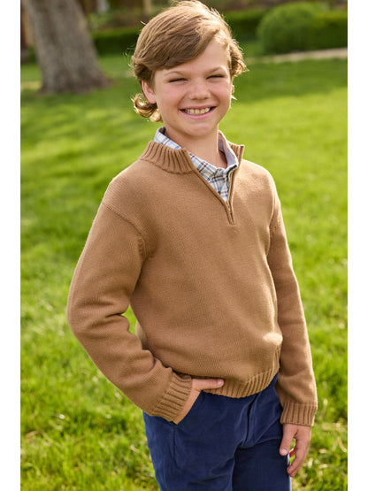 Little English Quarter Zip Sweater - Chestnut
