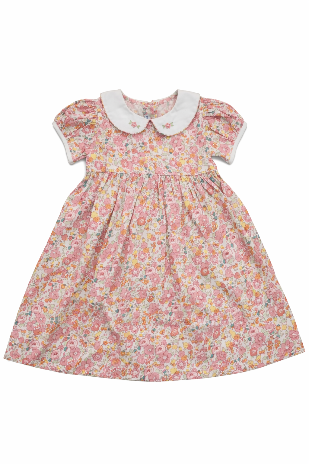 SWEET DREAMS JUDY PINK FLORAL/WHITE COLLAR DRESS