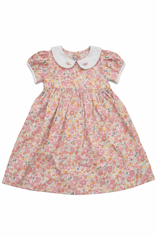 SWEET DREAMS JUDY PINK FLORAL/WHITE COLLAR DRESS