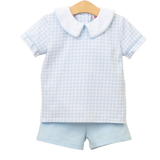 Jellybean Boy's Powder Blue Plaid Short Set - Persnickety Shop
