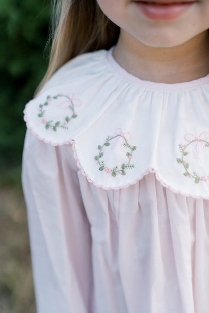 LULLABY SET Chloe Dress Blessings Pink Batiste, Wreaths - Persnickety Shop