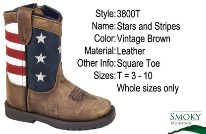 Smoky Mountain Boots- TODDLER STARS AND STRIPES WESTERN BOOTS - SQUARE TOE - Persnickety Shop