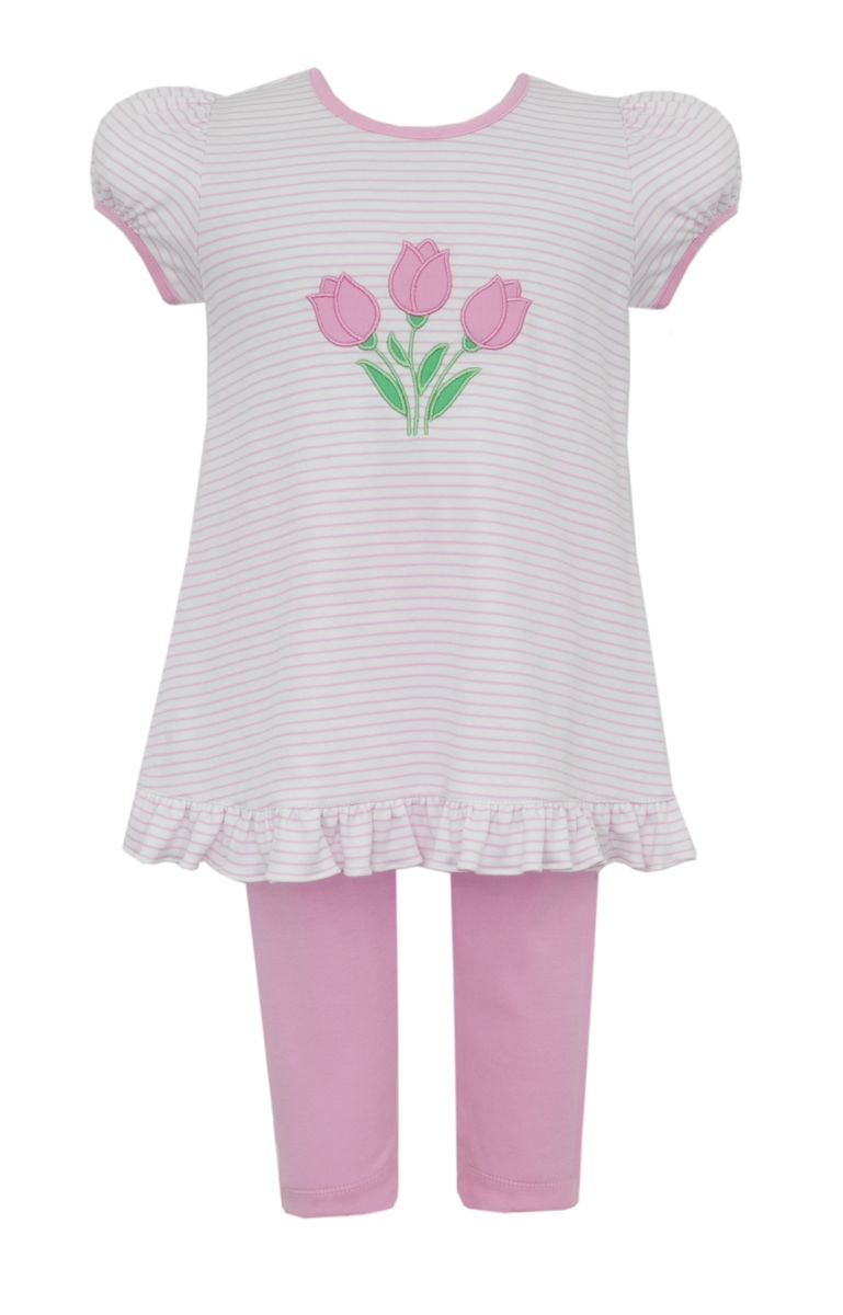 TULIP BOUQUET- Pink knit stripe tunic set w/ leggings - Persnickety Shop