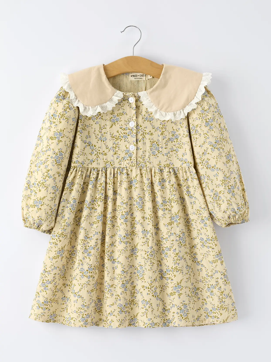 Toddler Baby Girl Floral Dress : Blue flowers
