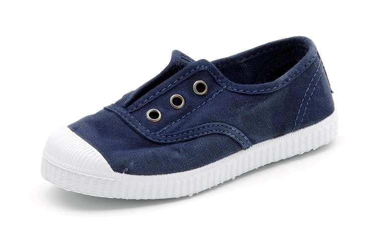 CIENTA NAVY CANVAS LACELESS SNEAKER - Persnickety Shop