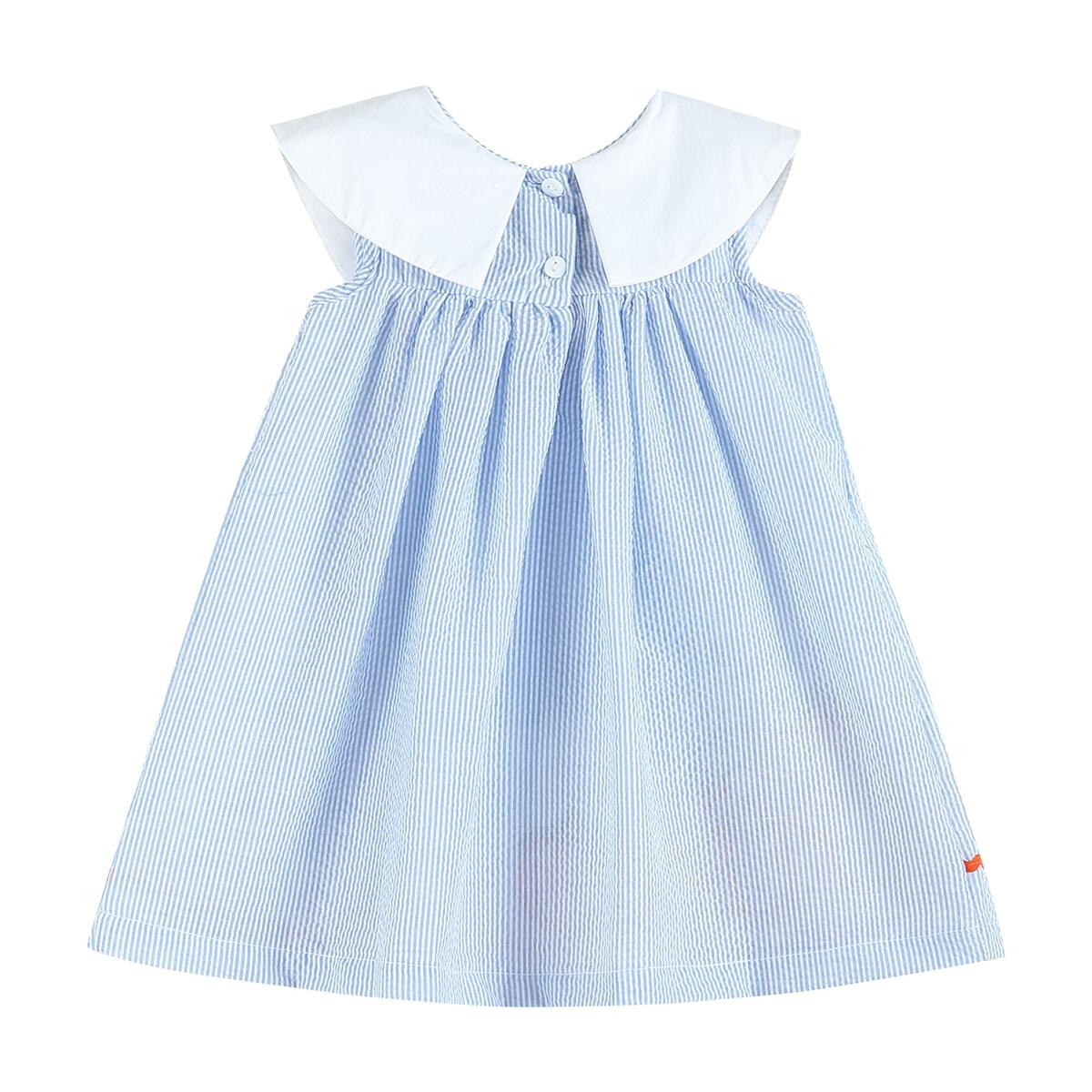 Lil Cactus *Pre-Order* Light Blue Seersucker Pumpkin Yoke Dress