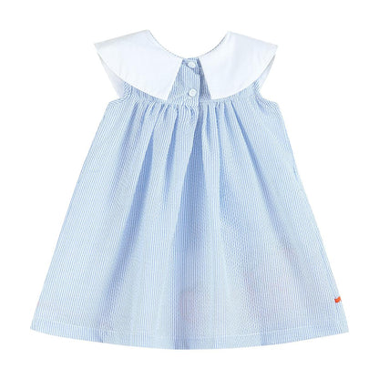 Lil Cactus *Pre-Order* Light Blue Seersucker Pumpkin Yoke Dress