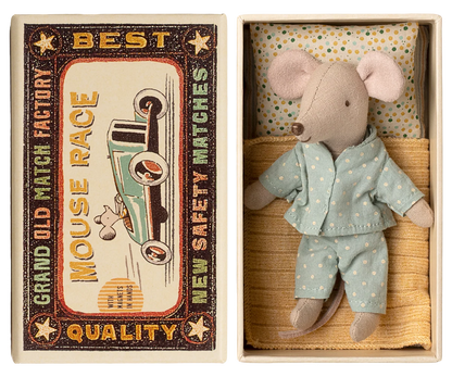 Maileg NEW Little brother mouse in matchbox BLUE POLKA DOT