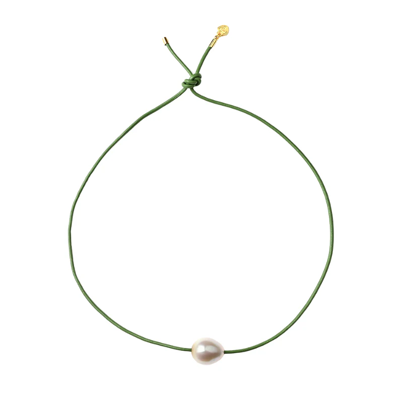 Palm Green  Pearl Cord Necklace - Persnickety Shop