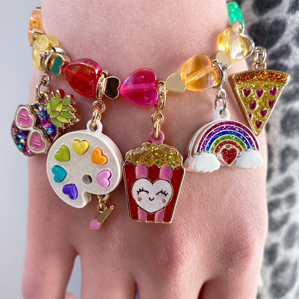 CHARM IT® Gold Rainbow Heart Bead Stretch Bracelet - Persnickety Shop