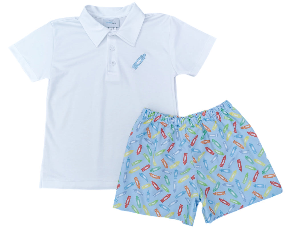 James & Lottie Crayon Polo AND Conrad Shorts SET, Back to School - Persnickety Shop