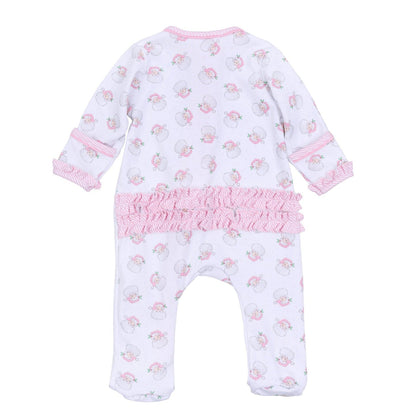 Santa Baby Print Ruffle Zip Footie - Pink - Persnickety Shop