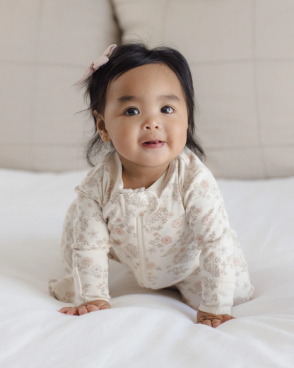 QUINCY MAE ZIP LONG SLEEVE SLEEPER FOOTIE FLORAL VINE