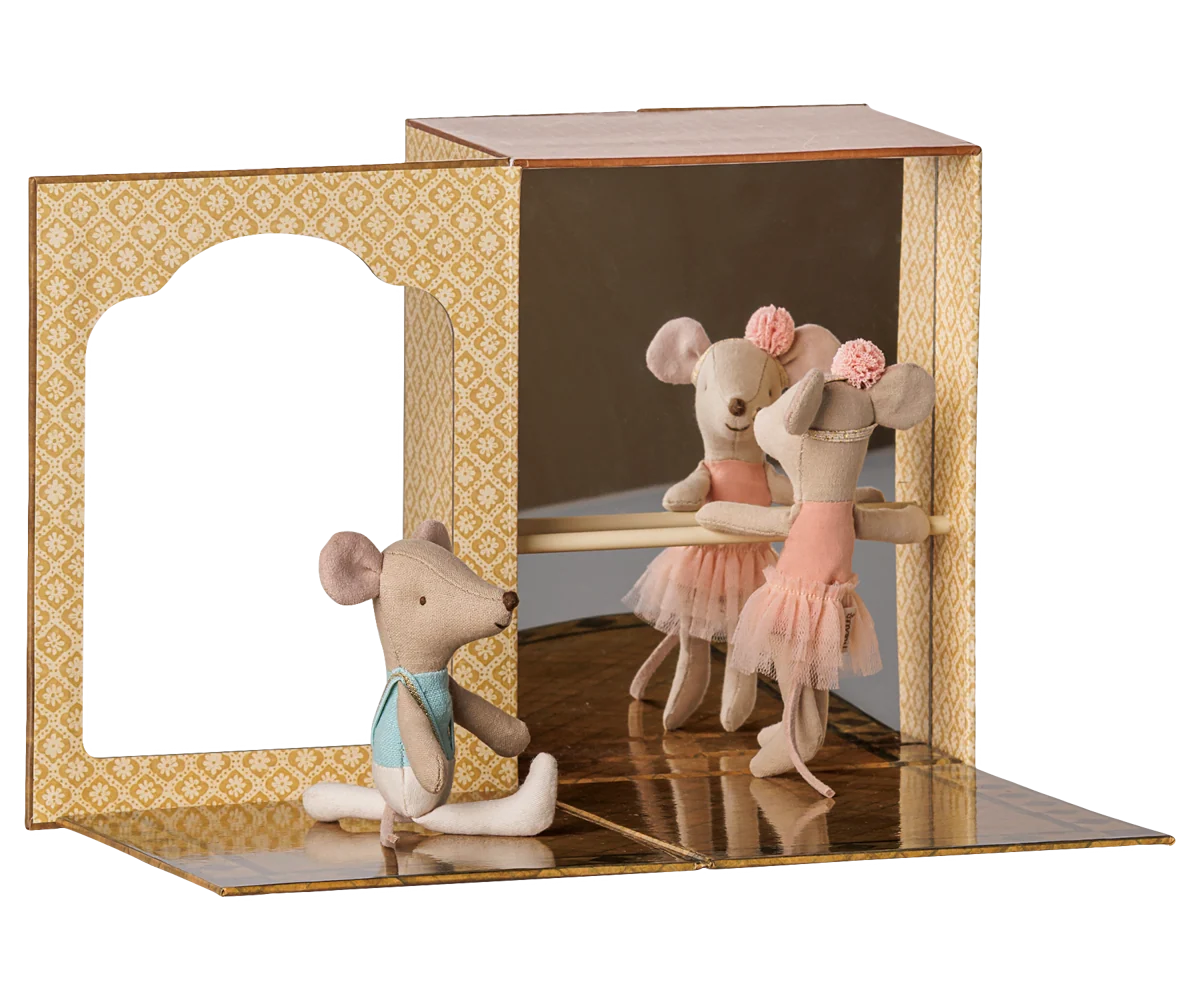 MAILEG Ballet mice in dance studio, Little sister and brother 6105
