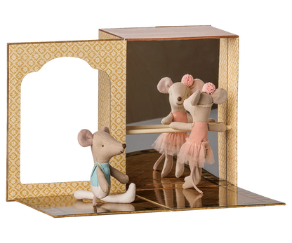 MAILEG Ballet mice in dance studio, Little sister and brother 6105