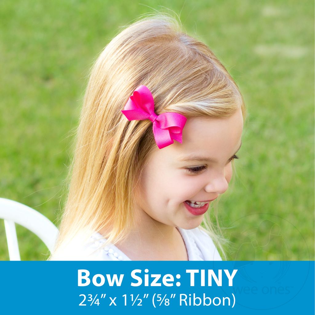 Tiny Classic Grosgrain Girls Hair Bow (Plain Wrap)