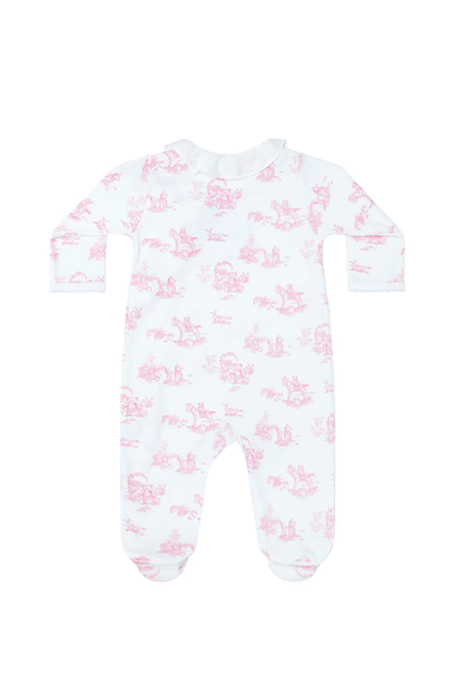 Nella Pima Pink Toile Baby Crossover Footie - Persnickety Shop