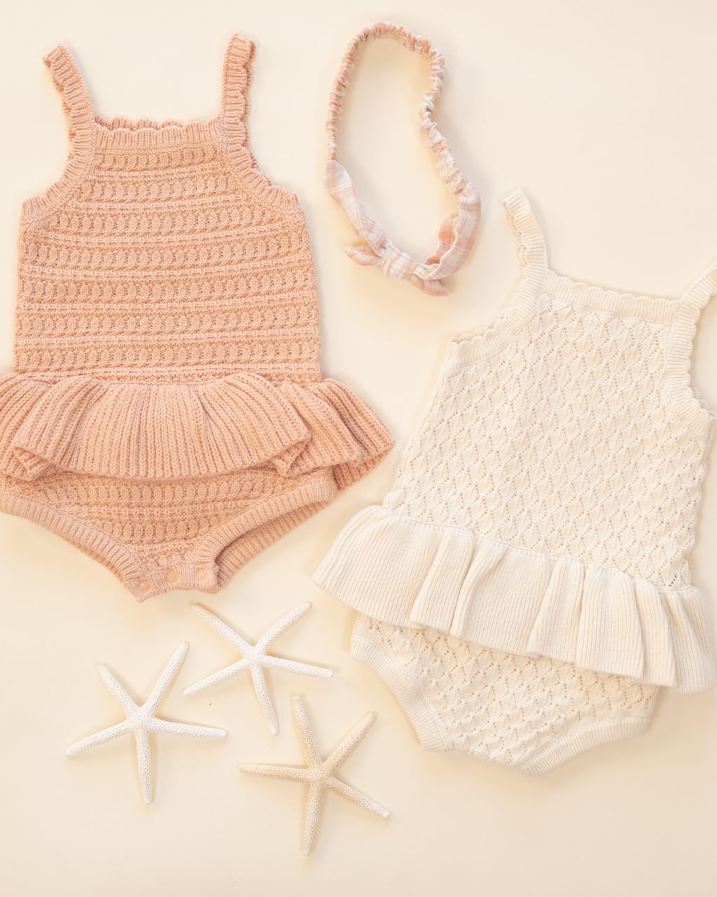 CROCHET RUFFLE ROMPER MELON - Persnickety Shop