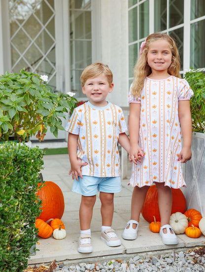 Trotter Street Kids Pumpkin Patch Scalloped Dress