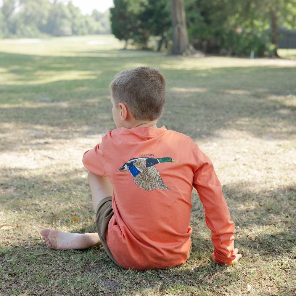 Bailey Boys L/S LOGO TEE-MALLARD/RUST