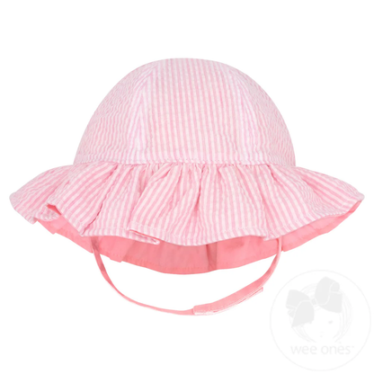 Wee Ones Reversible Girls Seersucker Ruffle Brim Hat - Persnickety Shop