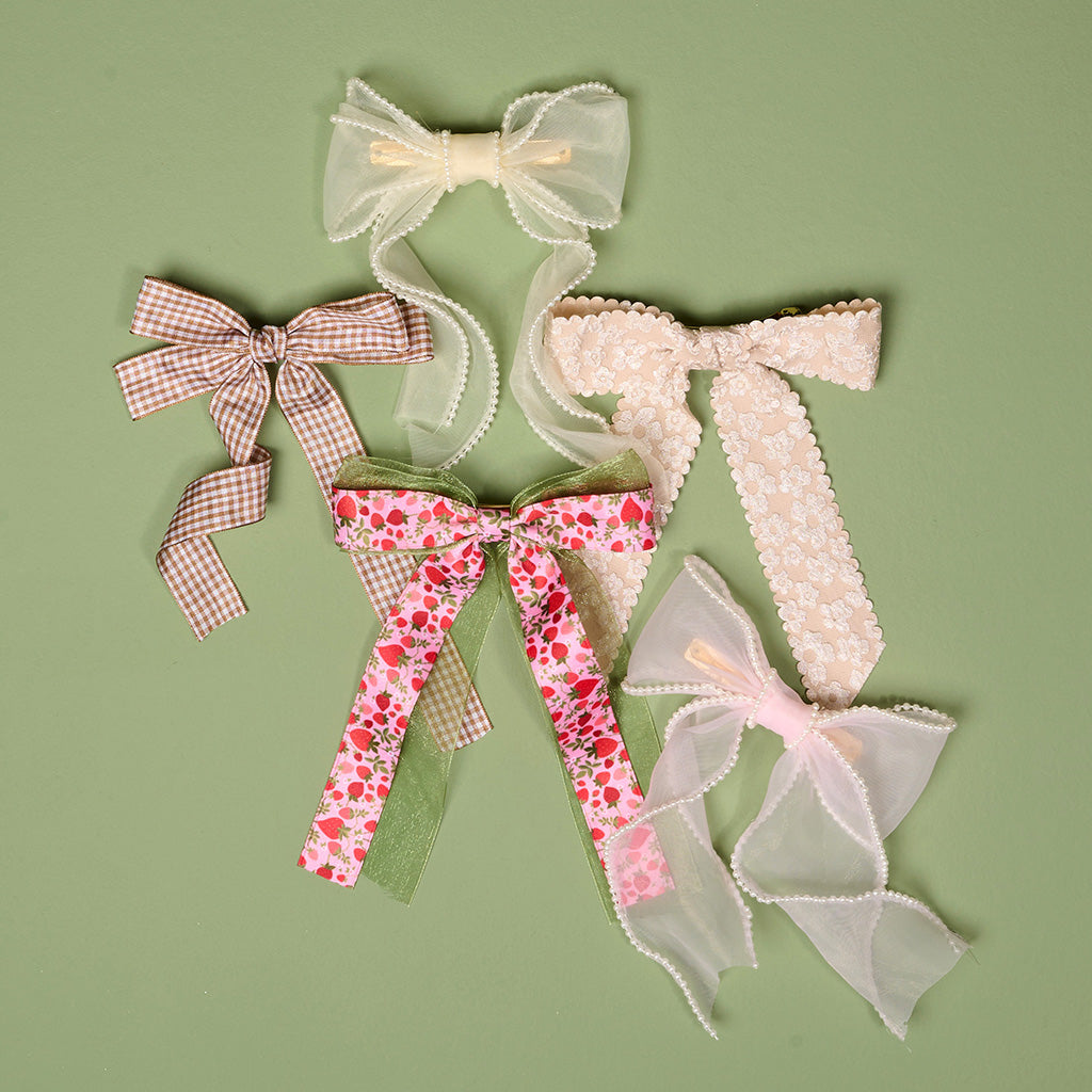 Blush Sheer Pearl Hair Bow - Persnickety Shop