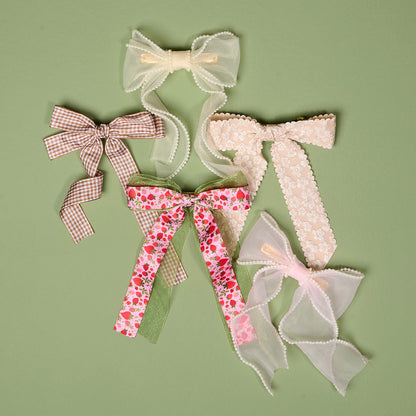 Blush Sheer Pearl Hair Bow - Persnickety Shop