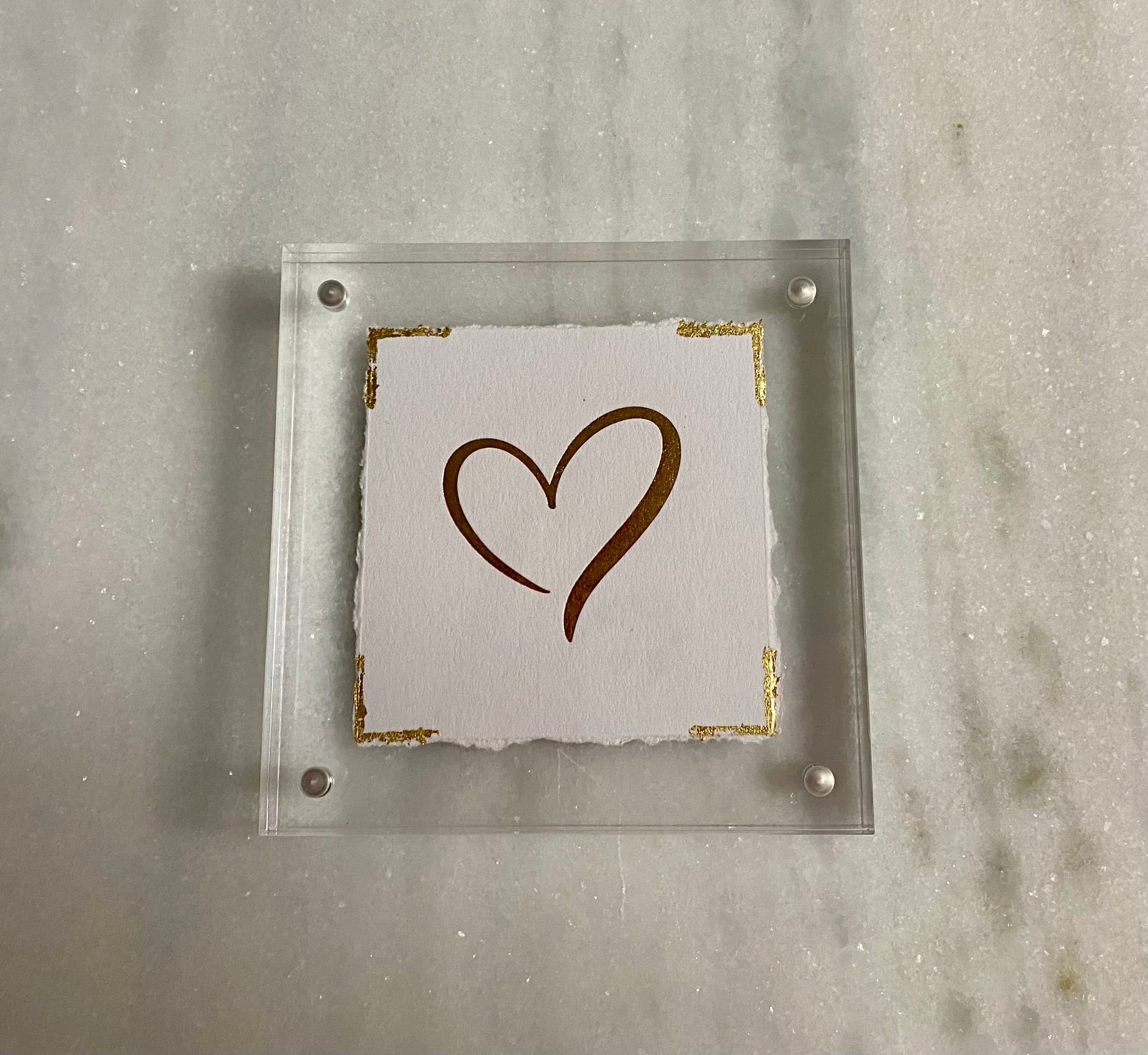 3X3 Acrylic Gold Embossed Heart - Persnickety Shop