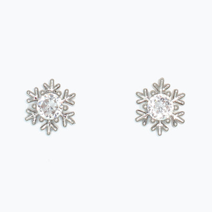 Earrings-Silver Snowflake with CZs