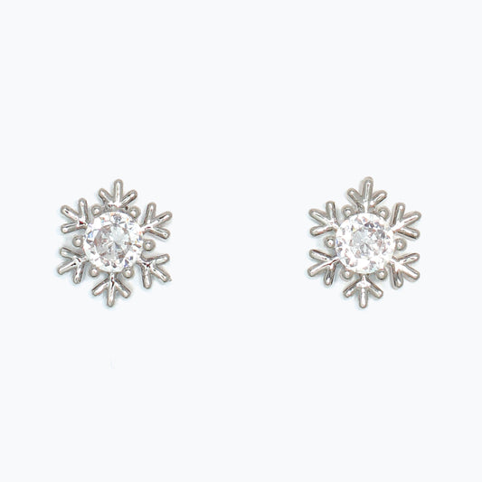Earrings-Silver Snowflake with CZs