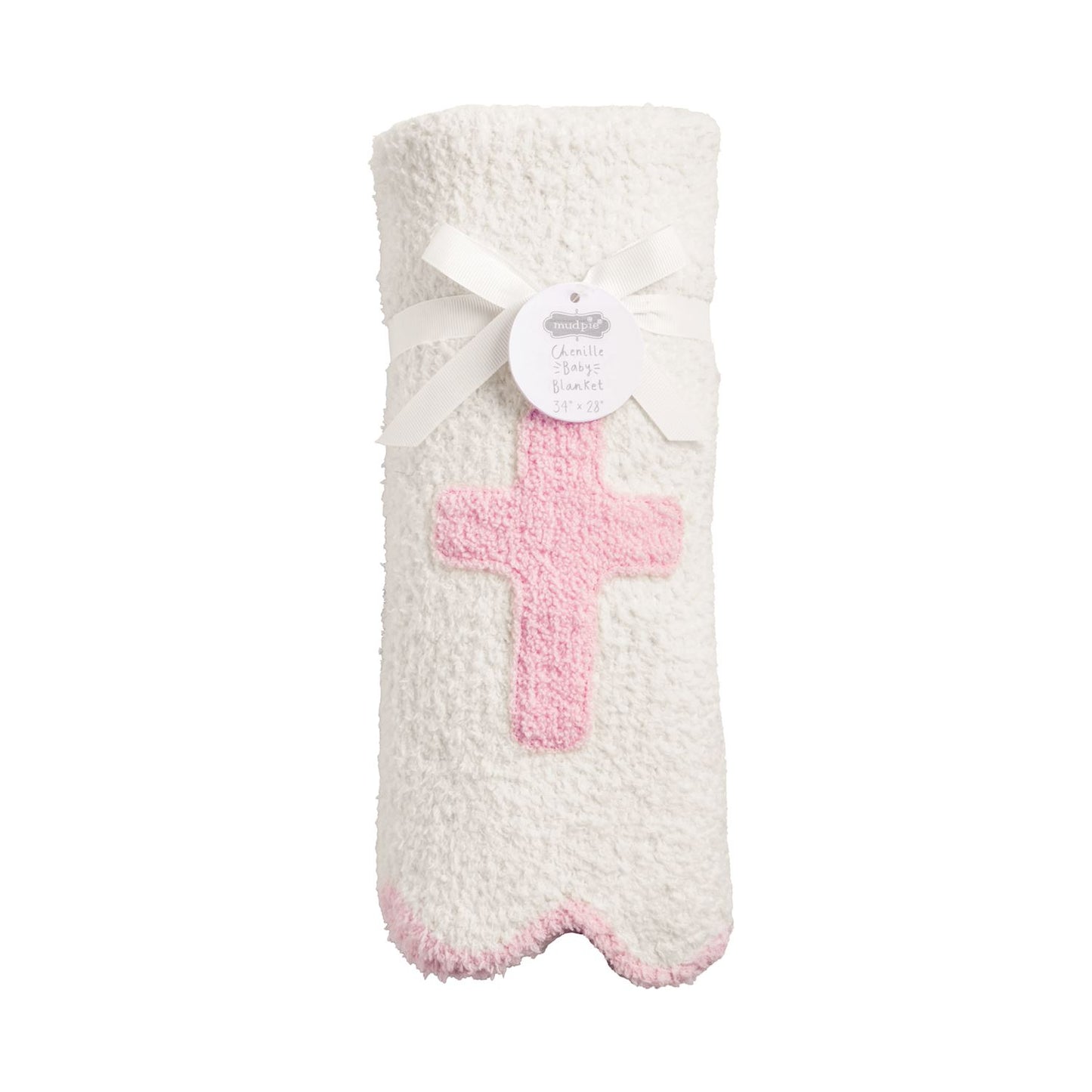 Pink Cross Chenille Baby Blanket - Persnickety Shop