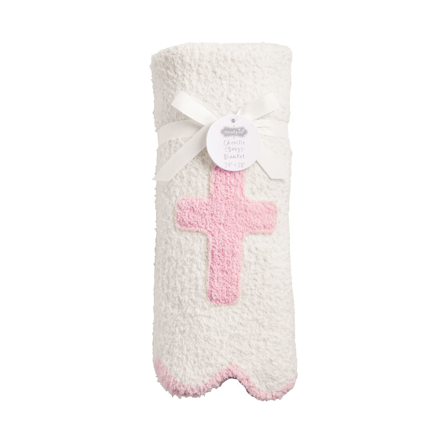 Pink Cross Chenille Baby Blanket - Persnickety Shop