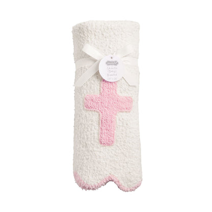 Pink Cross Chenille Baby Blanket - Persnickety Shop
