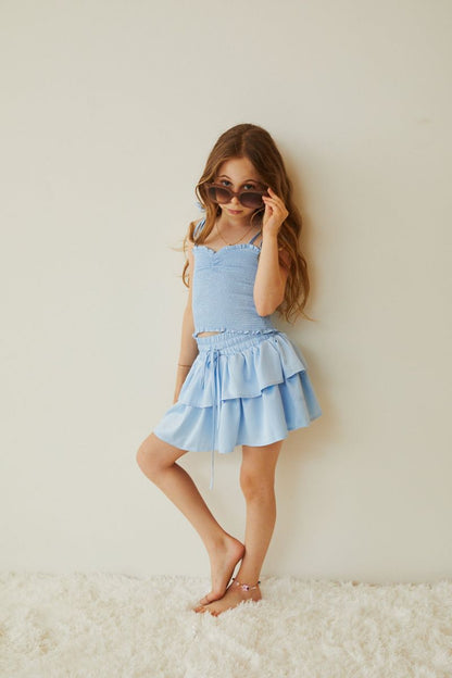Willow Pastel Blue Satin Skort - Persnickety Shop