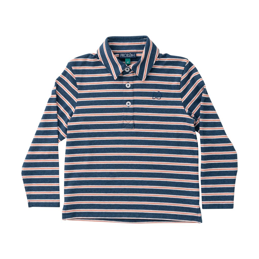 Prodoh LONG SLEEVE TOO COOL FOR SCHOOL POLO- Dark Denim Crabapple - Persnickety Shop