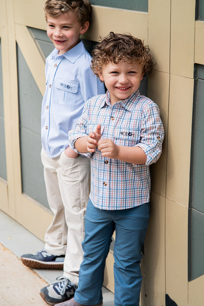 PRODOH Founders Kids Long Sleeve Fishing Shirt in Arona Sullivans Island Plaid