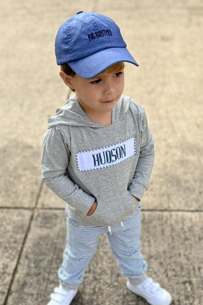 Wee Ones Boys Embroidered "Big Brother" Chambray Cotton Twill Ball Cap-Kids - Persnickety Shop