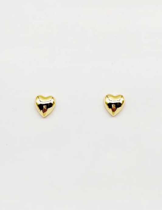 TINY Gold Puffy Heart .5" Stud Earrings - Persnickety Shop