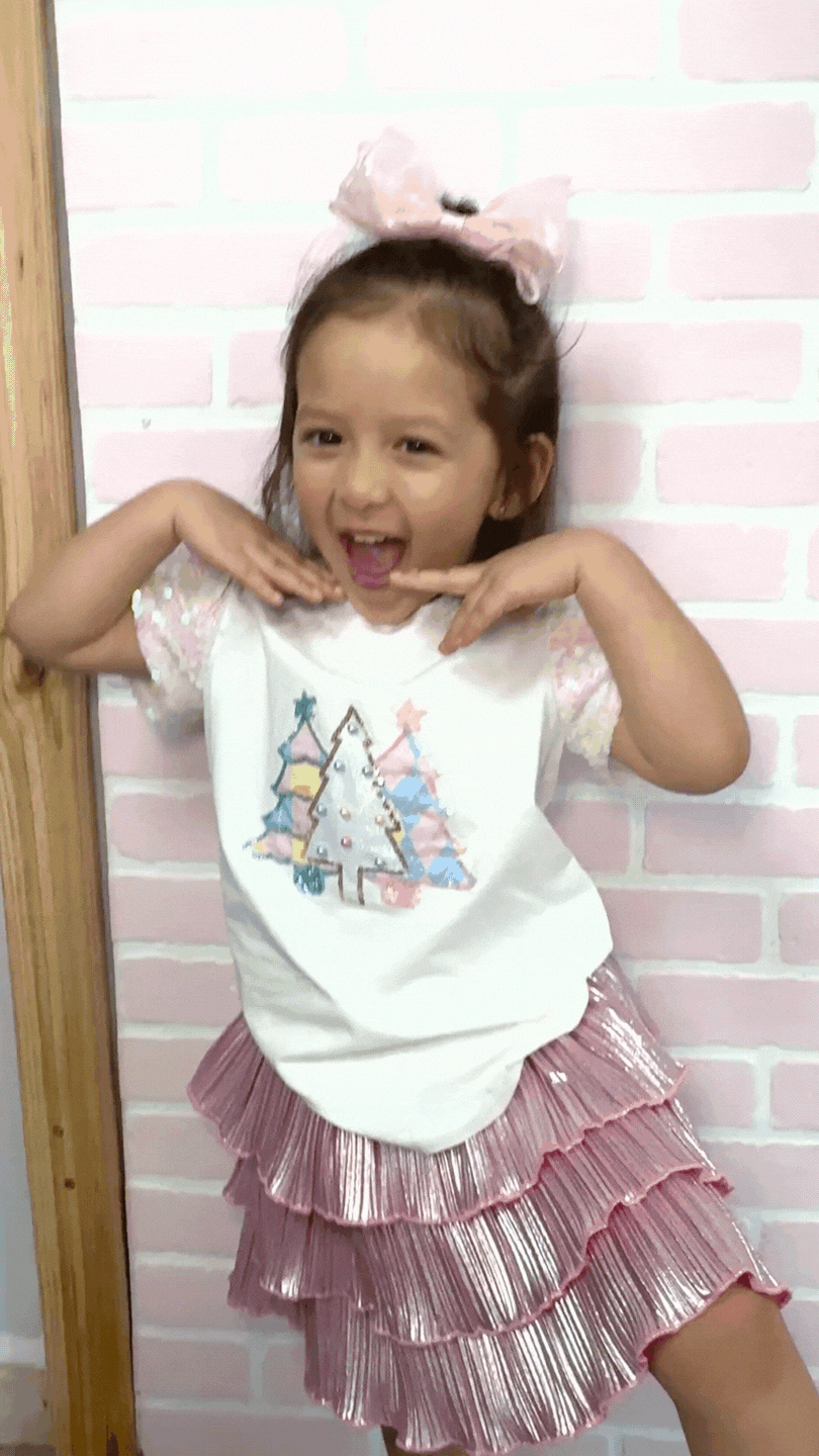 Girls' Pink Shimmer Ruffle Skirt with Shorts - Persnickety Shop