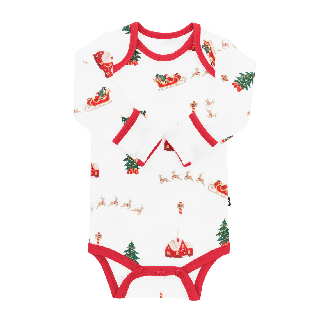 Kyte Baby Long Sleeve Bodysuit in Santa Sleigh - Persnickety Shop