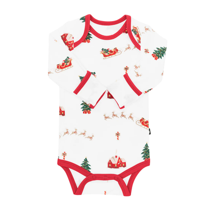 Kyte Baby Long Sleeve Bodysuit in Santa Sleigh - Persnickety Shop