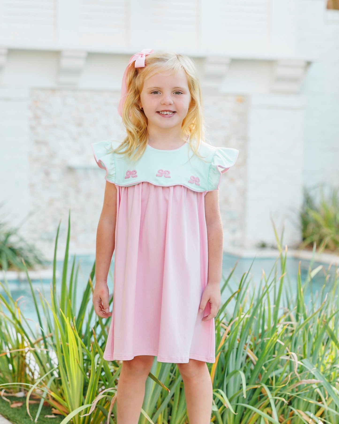 JellybeanFrench Knot Bow Scallop Dress - Persnickety Shop