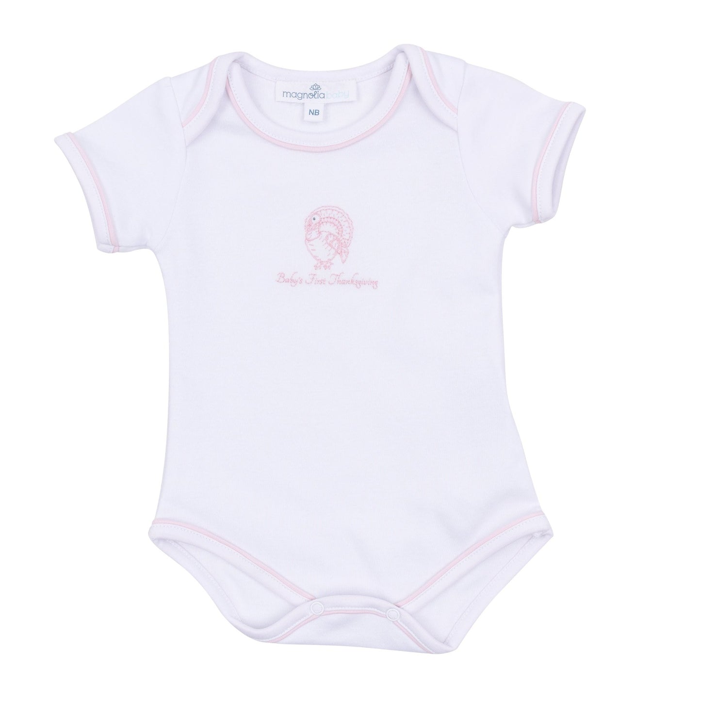 Magnolia Baby Harvest Blessings Hand-Embroidered Baby's First Thanksgiving Bodysuit - Pink
