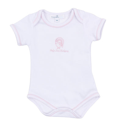 Magnolia Baby Harvest Blessings Hand-Embroidered Baby's First Thanksgiving Bodysuit - Pink