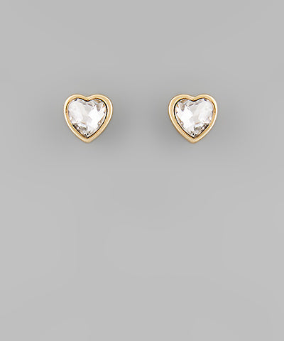 Glass Clear Heart Stud Earrings - Persnickety Shop