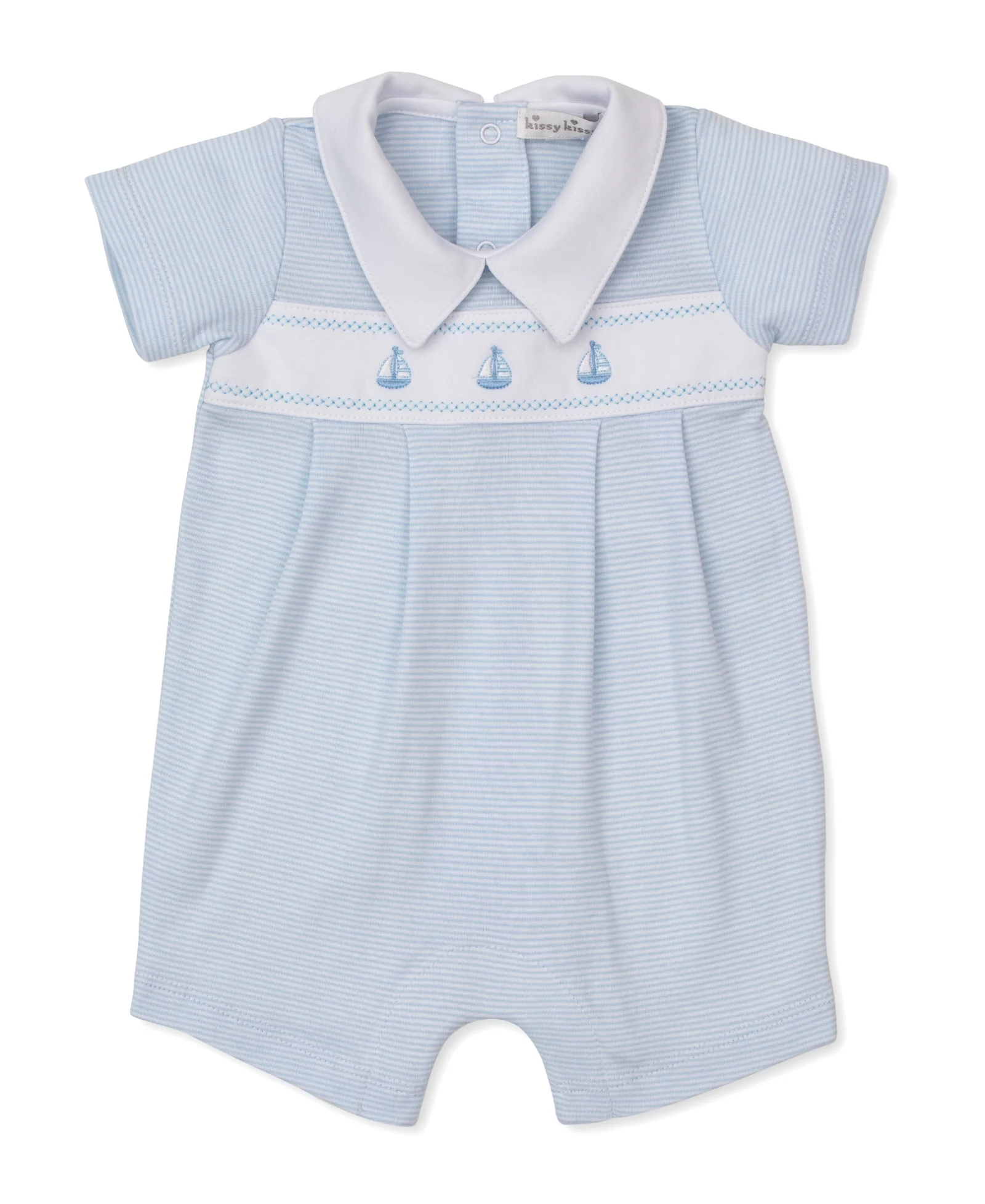 Kissy Kissy Classic Treasures SP26 Blue Stripe Short Playsuit - Persnickety Shop