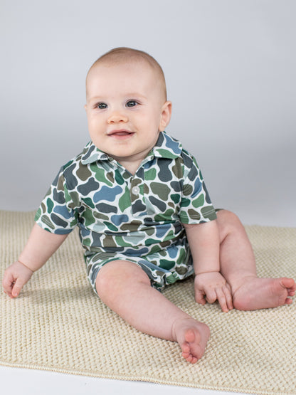 GOOSIES SHORT SLEEVE Polo Romper - Camo